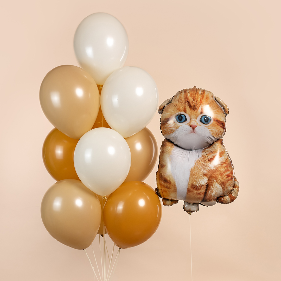 Шар (34''/86 см) Фигура, Рыжий котенок, 1 шт. в уп.
