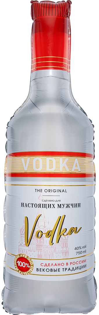 Шар (37''/94 см) Фигура, Бутылка, Водка для настоящих мужчин, 1 шт. в уп.