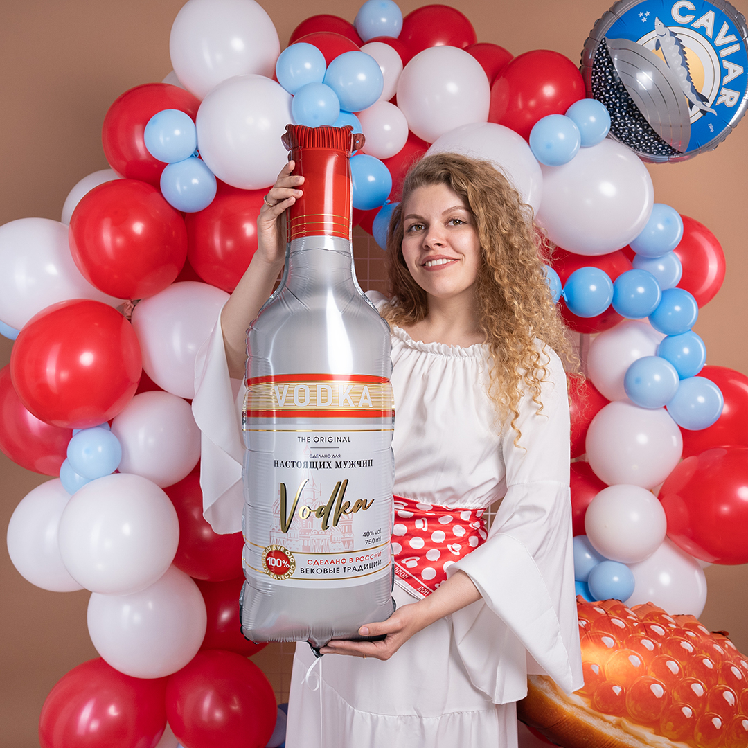 Шар (37''/94 см) Фигура, Бутылка, Водка для настоящих мужчин, 1 шт. в уп.